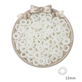 Accessorio perla a forma di fiore bianco lucido da 12mm per creazione di orecchini - Stile Perla Artificiale Fiore ad Anello N. 7 (12mm)