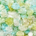 Pearlescent rose and butterfly beads for DIY jewelry in macaron gradient colors - Mixed Shapes (Rose/Butterfly etc.) / 20g/Pack (Approx. 15-60 Pcs) / Summer Green