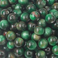 Deep green resin round beads with red and yellow swirl galaxy pattern for DIY jewelry - Round Beads / 10mm (10 Pieces/Pack) / Green