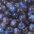 Blue resin galaxy beads with orange and purple marble swirls for DIY jewelry making - Round Beads / 12mm (10 Pieces/Pack) / Navy Blue
