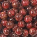 Round resin beads in dark red with golden swirling patterns for DIY jewelry making - Round Beads / 12mm (10 Pieces/Pack) / Red
