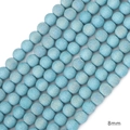 Light blue 8mm frosted glass beads with sparkling sand effect for DIY jewelry making - 8mm (Approx. 70 Pcs/Pack) / Blue