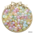 Perles 10mm en résine cœur et étoile aux tons macaron nacrés pour création de bijoux DIY - Dos plat en demi-cercle iridescent sirène aurore / 10mm (50 pièces/paquet) / Multicolore