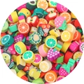 Vibrant mixed fruit and bird shaped polymer clay beads with pre-drilled holes for DIY jewelry - Fruit Shapes and Patterns 8-10mm / Multicolor 30 Pieces/Pack