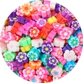 DIY colorful floral polymer clay flower beads with double petals for jewelry making - Five-Petal Flower Shape 9-10mm / Multicolor 30 Pieces/Pack