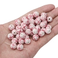 Pink and white geometric patterned ceramic beads for DIY jewelry making and handmade crafts - 2 Pieces/Pack / Graffiti Pink