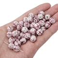 Hand-painted purple patterned ceramic round bead on a metal needle for DIY jewelry making - 2 Pieces/Pack / Graffiti Purple