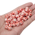 Hand-painted white ceramic beads with red floral patterns for DIY jewelry making - 2 Pieces/Pack / Graffiti Red