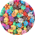 Colorful owl-shaped polymer clay beads with detailed textures for DIY jewelry making - Owl 9x9mm / Multicolor 30 Pieces/Pack