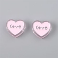 Pink acrylic heart beads with Love lettering for DIY jewelry and phone chains - Heart (LOVE) / 4 Pieces/Pack (24x22x9mm) / Light Pink