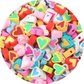 Colorful heart shaped polymer clay beads for DIY mobile chain making and jewelry - Heart 10x9mm / Multicolor 30 Pieces/Pack