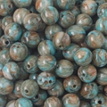Blue and brown marbled resin beads with gold leaf swirl for DIY jewelry making - Blue Coffee Pattern