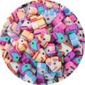 Colorful unicorn polymer clay beads for DIY mobile chain making and jewelry - Unicorn Shape 9x8mm / Multicolor 30 Pieces/Pack