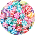 Colorful peppermint swirl pattern polymer clay beads for DIY mobile chain making - Spiral Stripe 1 10mm / Multicolor 30 Pieces/Pack