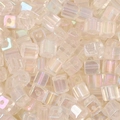 Rainbow AB coated translucent square glass cube beads for DIY jewelry making - 5mm / White