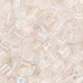 Square cube iridescent glass beads for DIY jewelry making with rainbow aurora finish - 5mm / Clear