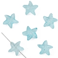 Cuentas de estrella de mar en vidrio azul claro translúcido para joyería DIY - Azul Aguamarina 15x14 Mm Tamaño De Poro Aprox. 1 Mm 10 Piezas/paquete