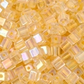 Iridescent amber glass cube beads with AB coating for DIY jewelry making and crafts - 5mm / Beige