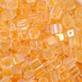 Iridescent orange cube glass beads for DIY bracelet and jewelry making projects - 5mm / Dark Yellow