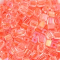 Iridescent orange pink square glass cube beads for DIY jewelry making and handmade crafts - 5mm / Orange