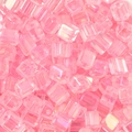 Pink iridescent square glass beads for DIY jewelry making with AB coating finish - 5mm / Pink