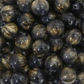 Blue resin beads with golden marble texture and shimmer for DIY jewelry making - Black Faux Cat Eye