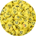 Yellow emoji polymer clay beads for DIY phone chains and bracelet jewelry making - Yellow Smiley Disc 10mm / Multicolor 30 Pieces/Pack