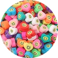 Colorful heart-shaped polymer clay beads with smiley face pattern for DIY jewelry making - Heart Smiley 10x9mm / Multicolor 30 Pieces/Pack