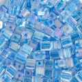 Iridescent light blue glass sugar cube beads for DIY handmade jewelry crafting - 5mm / Dark Blue