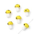 Cuentas de vidrio en forma de hongo amarillo con puntos negros para joyas DIY - 10x12mm (5 Piezas/Paquete) / Amarillo