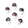 Pequeñas cuentas de vidrio de hongo hechas a mano en púrpura oscuro y blanco para joyas - 10x12mm (5 Piezas/Paquete) / Púrpura