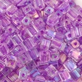 DIY purple iridescent glass cube seed beads with AB coating for jewelry making - 5mm / Deep purple