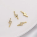 14K vergoldete Blitz-Anhänger mit funkelndem Zirkon-Pavé für DIY-Schmuckherstellung - Blitz-Stil (5x17mm)