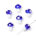 Blue glass mushroom beads with white polka dots for DIY jewelry making and crafts - 10x12mm (5 Pieces/Pack) / Sapphire Blue