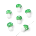 Handmade green glass mushroom beads with white polka dots for DIY jewelry making - 10x12mm (5 Pieces/Pack) / Green