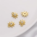 14K Vergoldeter Sonnenanhänger mit Zirkonia für DIY Schmuckherstellung - Sonnentotem-Stil (12x14mm)