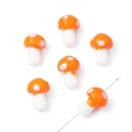 Handmade orange mushroom glass beads with white dots for DIY jewelry making - 10x12mm (5 Pieces/Pack) / Orange