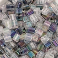 Rainbow AB coated square glass beads for DIY jewelry making in various gradient colors - 5mm / Black White Mix