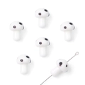 White mushroom glass bead with black dots for DIY jewelry making and necklaces - 12x17mm (5 Pieces/Pack) / White