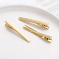 Tre fermagli per capelli rettangolari placcati oro 14K su ceramica bianca fine - Stile Quadrato Stretto