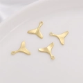 14K vergoldete Walflossen-Anhänger mit Zirkon-Inlay für DIY-Armbänder-Schmuck - Fischschwanz-Stil (14x15mm)