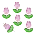 Pink and green gradient glass tulip flower beads for DIY jewelry making and bracelets - Long Tulip Purple