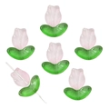 Pink and green tulip shaped gradient frosted glass beads for DIY jewelry making - Long Tulip Light Pink