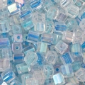 Rainbow AB coated square glass beads with blue core for DIY jewelry and bracelet making - 5mm / Blue Mix