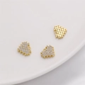 Drei 14K vergoldete Herzanhänger mit Zirkonia-Steinen für DIY-Schmuckherstellung - Herz-Stil (10x12mm)