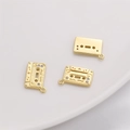 Vintage 14K vergoldeter Kassettenanhänger mit Zirkonia für DIY-Schmuckherstellung - Kassetten-Stil (11x16mm)
