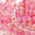 Pink and orange gradient crackled glass round loose beads for DIY jewelry making - 8mm (50 Pieces/Pack) / Chrysanthemum Pink