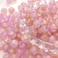 Pink and orange cracked glass round beads for DIY jewelry making and craft supplies - 8mm (50 Pieces/Pack) / Purple & Yellow