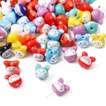 Handmade animal ceramic beads for DIY jewelry making in vibrant assorted colors - Rabbit / 10 Pieces/Pack (12x11mm) / Multicolor