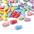 Colorful fish-shaped ceramic beads with smooth glaze and pre-drilled holes for DIY jewelry - Fish / 10 Pieces/Pack (19x10mm) / Multicolor